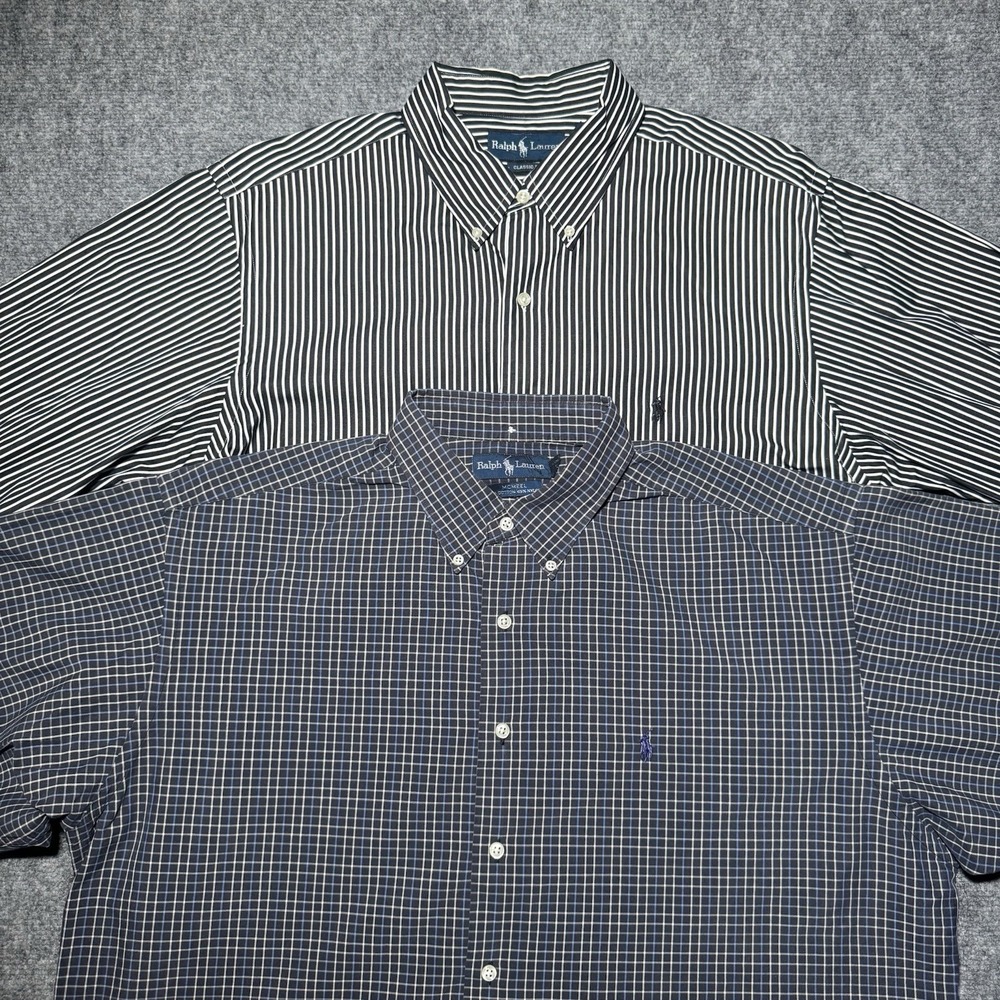 Lot 2 VTG Polo Ralph Lauren Button Down Men XL 17.5 Classic‎ Fit & McMeel L/S